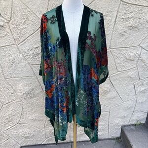 Paparazzi Green Velvet Burnout Kimono